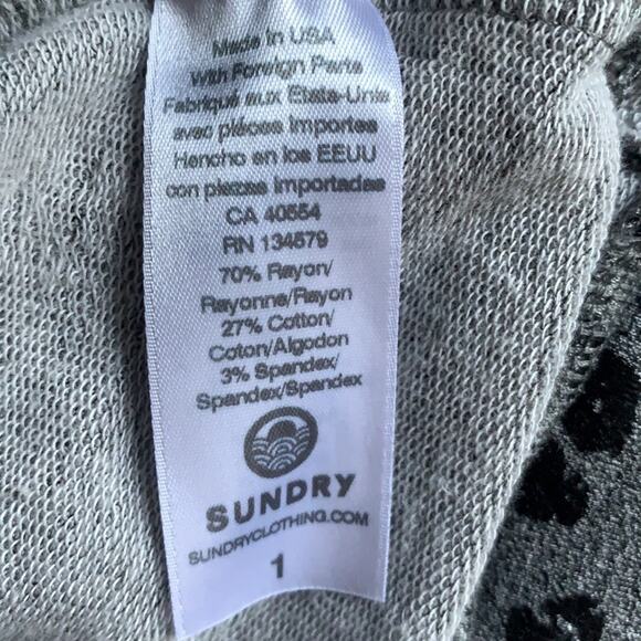 Sundry Animal Print Gray Black Zip-up Drawstring Super Soft Hoodie W-163 Sz S - Picture 8 of 10